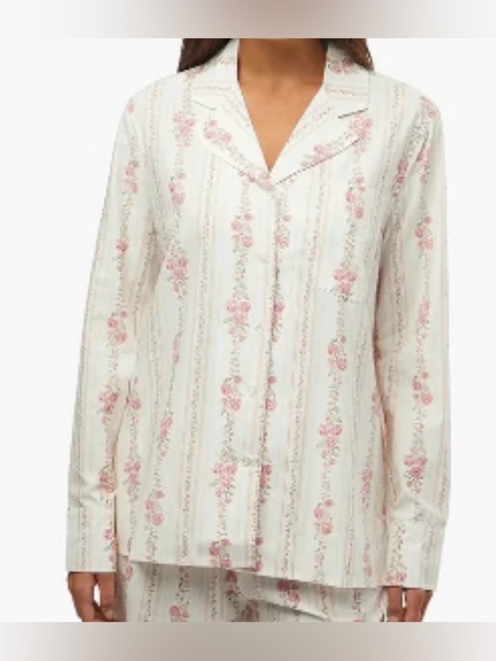 NWT WeWoreWhat Cotton Blend Cream Floral Stripe Button-Front Pajama Top Size Xs
